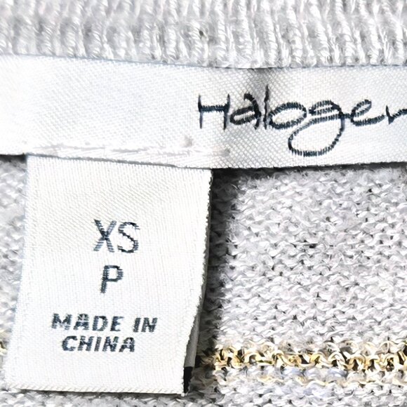 Halogen Size XSp Womens Gray With Gold Thread Lines Button Down Cardigan Shirt - Picture 2 of 7